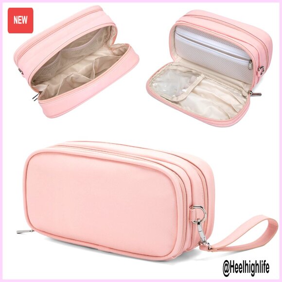 Handbags - Large Waterproof Makeup Bag with Brush Holder, Travel Toiletry Organizer